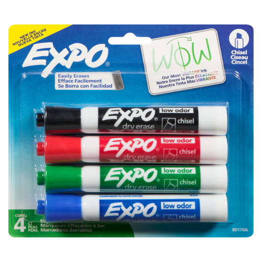 Expo Dry Erase Markers (Assorted Colours), 4 Count