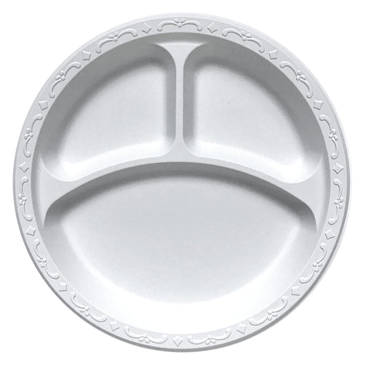 Ecopax Plastic Round Plate (10.25in, 3-Comp), 400 Count