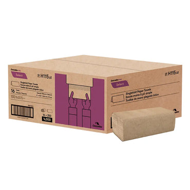 Cascades H115 Singlefold Hand Towel (1-Ply, Natural), 4000 Sheets