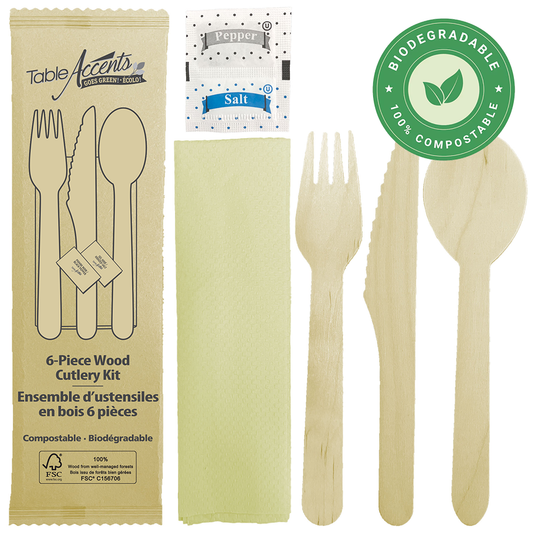 Wooden Meal-Kit 6PC (S-F-K-S-P-N, Wrapped), 500 Count