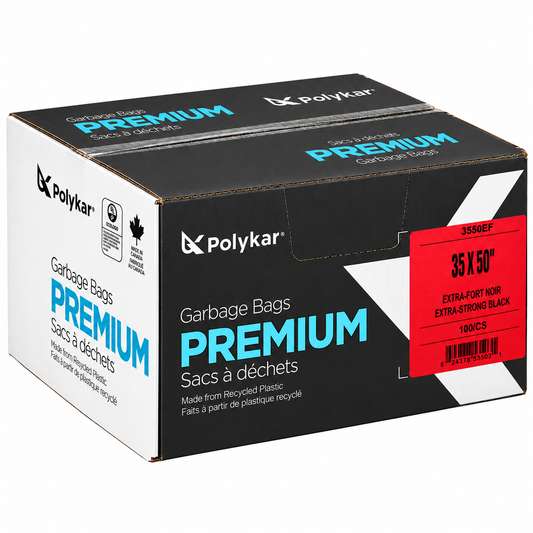 Garbage Bags, Black, Contractor/Industrial, 1.4mil, 35in x 50in, 100 Count