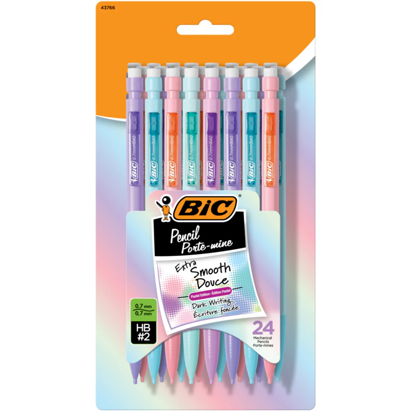 BIC Extra Smooth Mechancial Pencil (0.7mm, Pastel), 24 Count