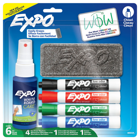 Expo Chisel Tip Dry-Erase Starter Kit (Assorted Colours), 6 Count