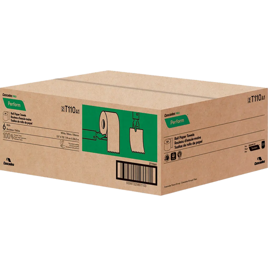 Cascades T110 Perform Roll Paper Towel (1-Ply, White, 775ft), 6 Rolls