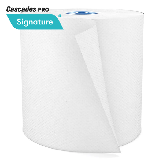 Cascades T117 Signature Roll Paper Towel (1-Ply, White TAD, 1000ft), 6 Rolls