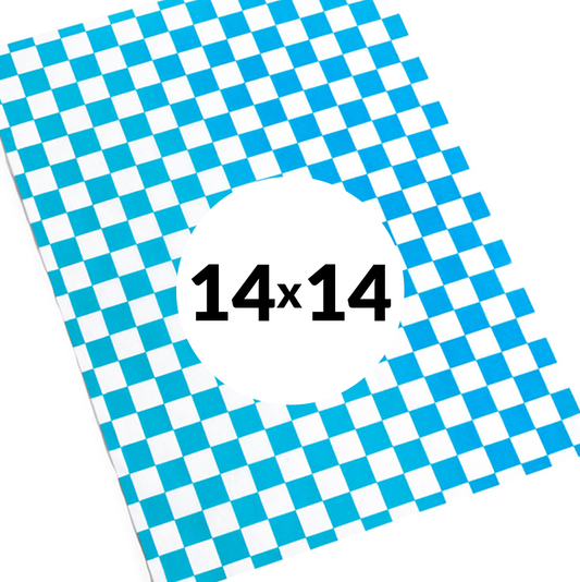 Premium Basket Liners Blue Checkered (14in x 14in), 1000 Count