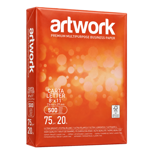 Artwork Multipurpose Business Paper – Letter (8.5" × 11") – 20 lb – Ultra Bright – 10 Reams (5,000 Sheets)