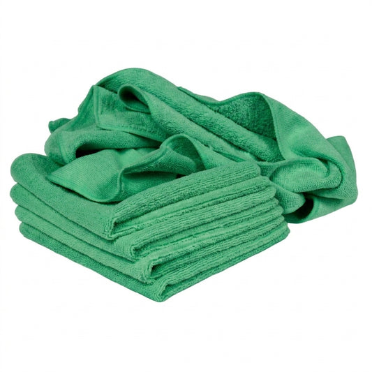 Microfiber Cloth, 16in x 16in, Green - 12 Towels