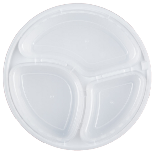 Round 9in PP 3-Comp Container & Lid (33oz, Premium), 150 Count