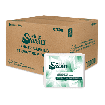 White Swan Dinner Napkins (2-Ply, 15.8-in x 16.8-in, White, 1/8 Fold), 2400 Count