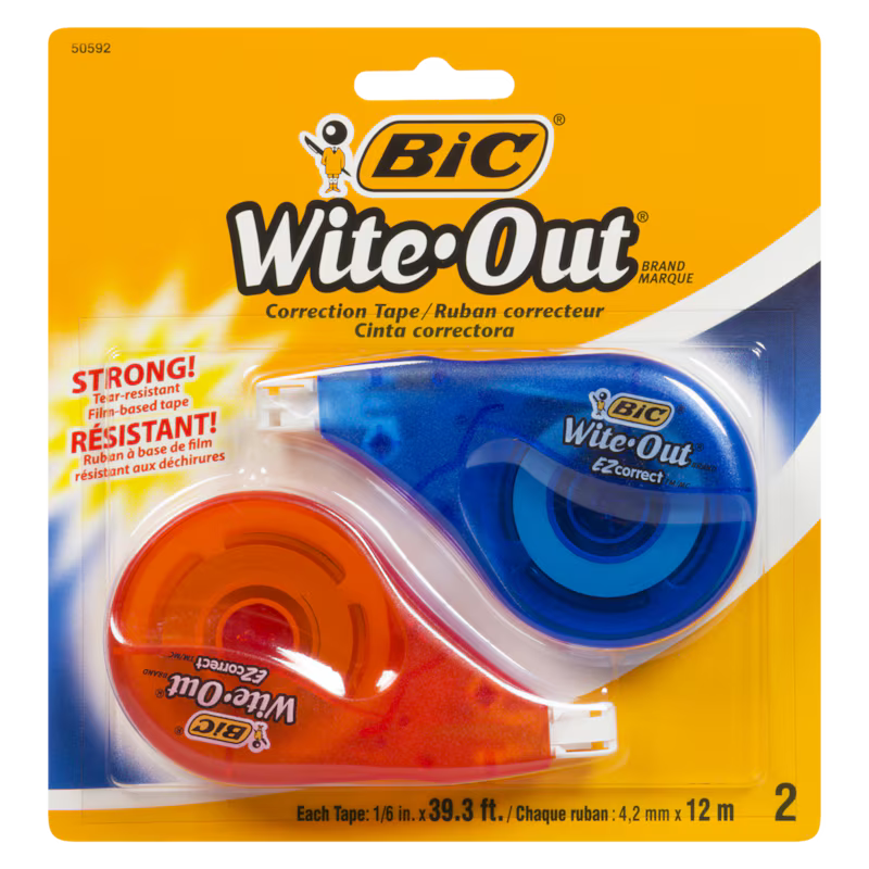 BIC Wite-Out Brand EZ Correct Correction Tape, 2 Count
