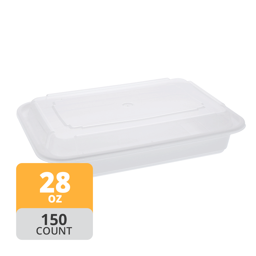 Rectangular PP Container & Lid (28oz, Premium), 150 Count