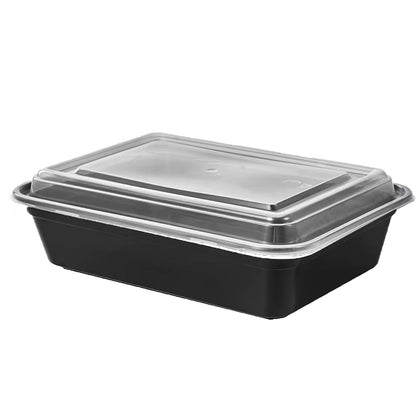 UltraBox Rectangular PP Container & Lid (28oz, Ultra, Black), 150 Count
