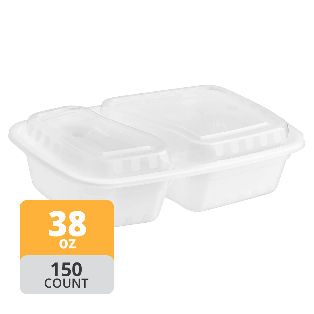 Rectangular PP 2-Comp Container & Lid (32oz, Premium), 150 Count