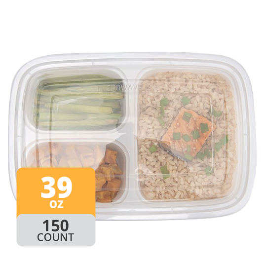 Rectangular PP 3-Comp Container & Lid (32oz, Premium), 150 Count