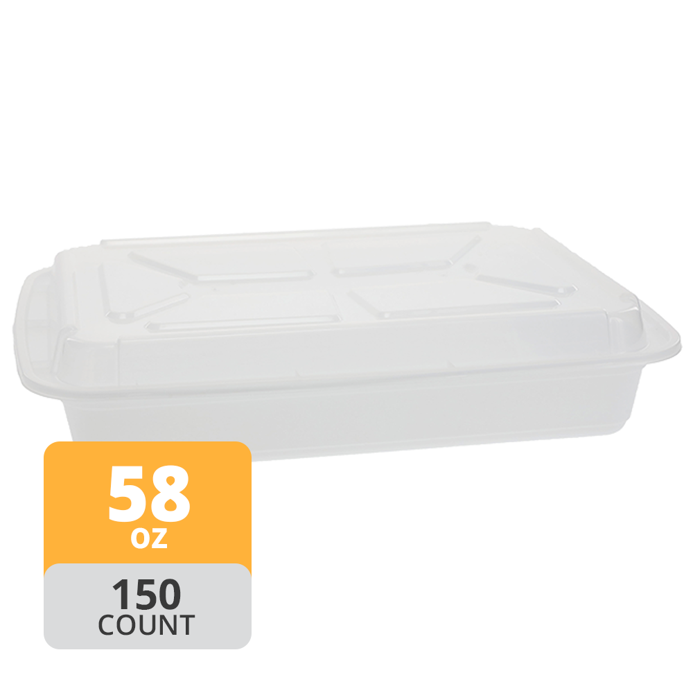 Rectangular PP Container & Lid (58oz, Premium), 150 Count
