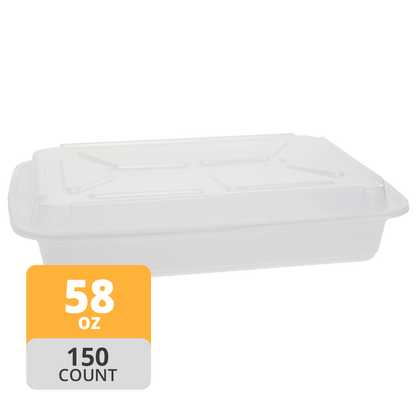 Rectangular PP Container & Lid (58oz, Premium), 150 Count