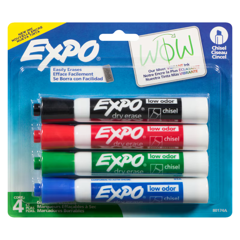 Expo Dry Erase Markers (Assorted Colours), 4 Count