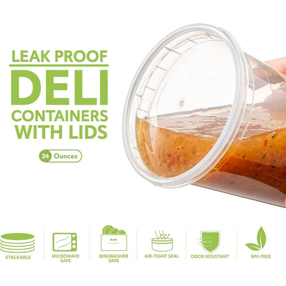 Deli PP Container & Lid (24oz, Heavy), 240 Count