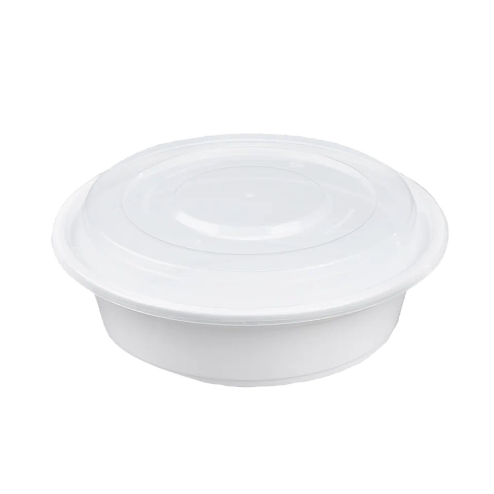 Round 7in PP Container & Lid (32oz, Premium), 150 Count