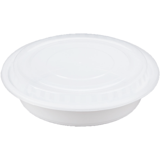 Round 9in PP Container & Lid (48oz, Standard), 150 Count