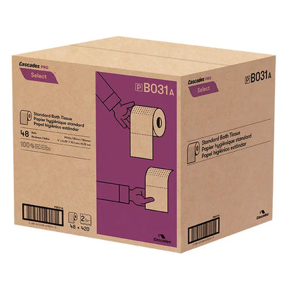 Cascades B031 Standard Bath Tissue (2-Ply, 4in x 3.25in, 420 Sheets), 48 Rolls