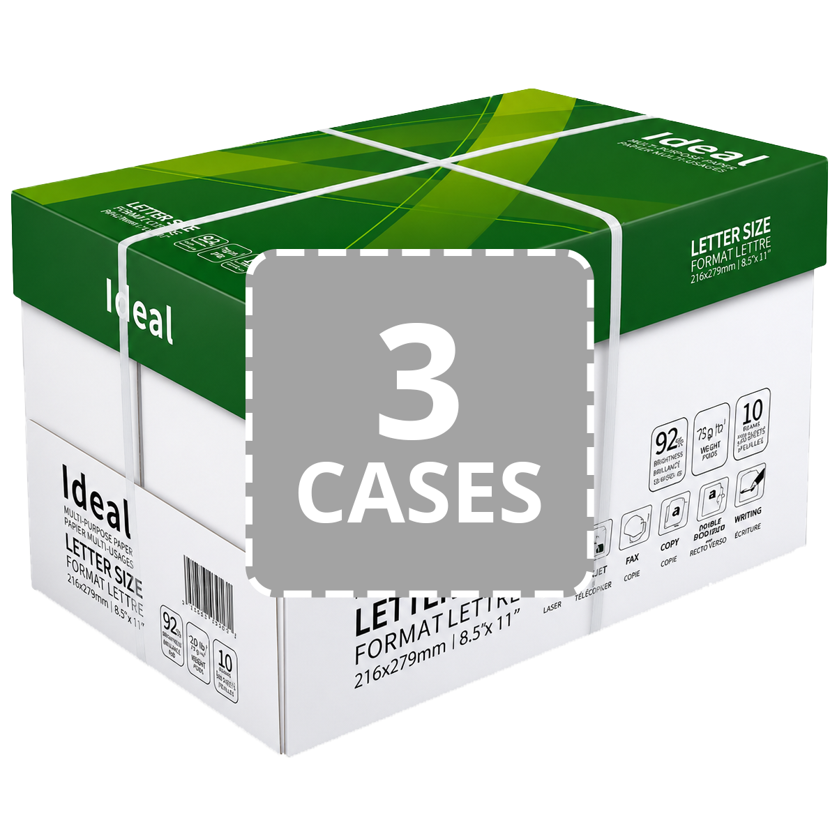 Ideal Economy Letter Size Print Paper - Starter Pack (3 Cases)
