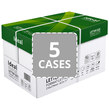 Ideal Economy Letter Size Print Paper - Office Pack (5 Cases)