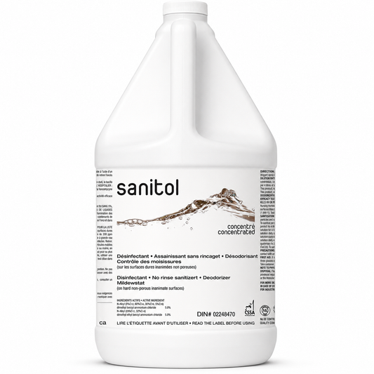 Sanitol Concentrate No Rinse Sanitizer - Disinfectant - Deodorizer - Mildewstat, 4L