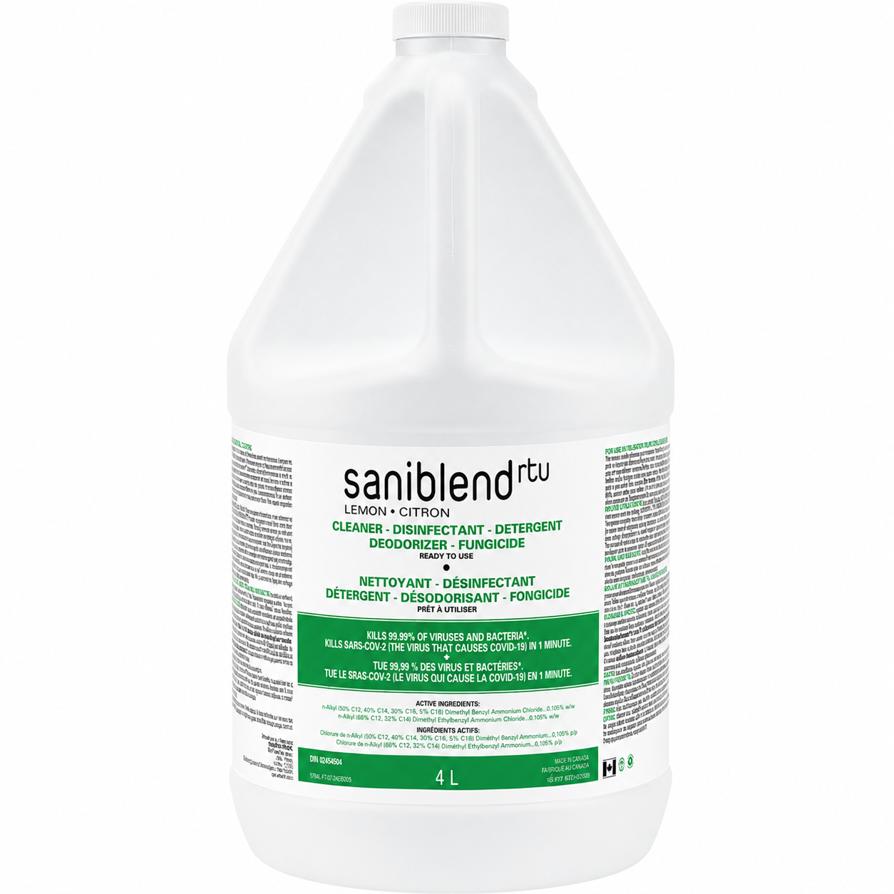 Saniblend - Disinfectant - Sanitizer - Deodorizer (Ready to Use, Lemon Scent), 4L