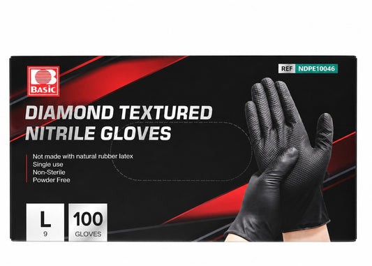 Industrial Nitrile Gloves (Black, 8mm, Powder-Free), 100 Count