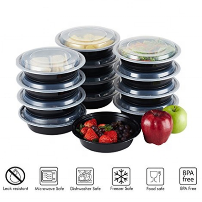 UltraBox Round 6in PP Container & Lid (16oz, Ultra, Black), 150 Count