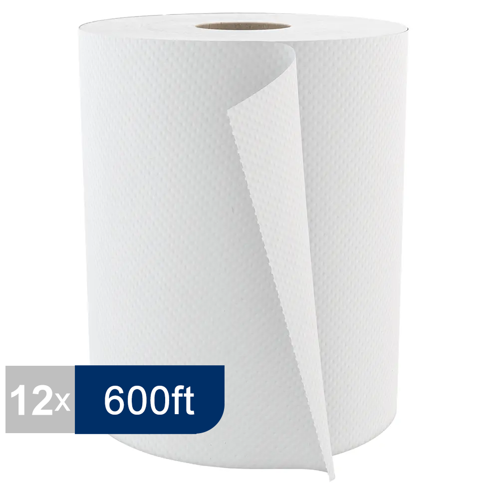 Cascades H060 Roll Paper Towel (1-Ply, White, 600ft), 12 Rolls