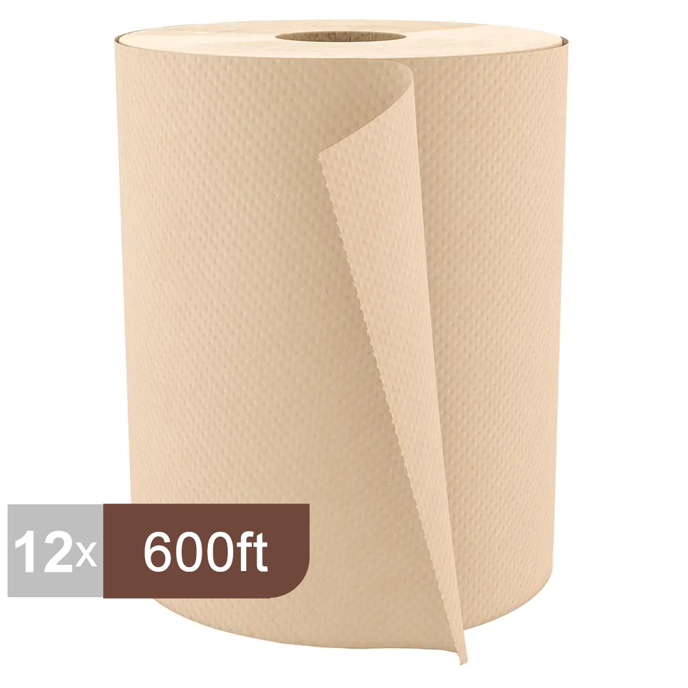 Cascades H065 Roll Paper Towel (1-Ply, Natural, 600ft), 12 Rolls
