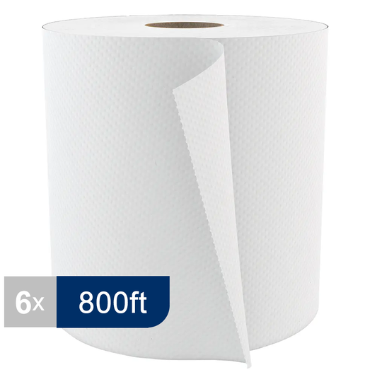 Cascades H080 Roll Paper Towel (1-Ply, White, 800ft), 6 Rolls