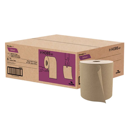 Cascades H085 Roll Paper Towel (1-Ply, Natural, 800ft), 6 Rolls