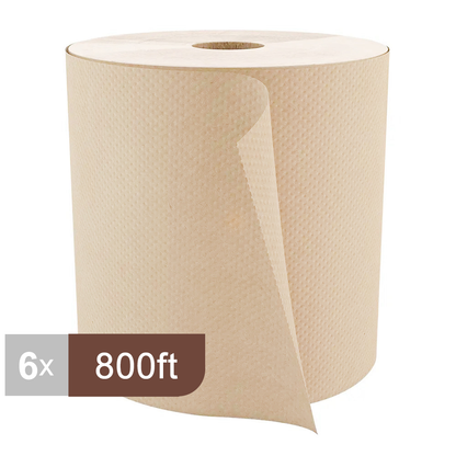 Cascades H085 Roll Paper Towel (1-Ply, Natural, 800ft), 6 Rolls