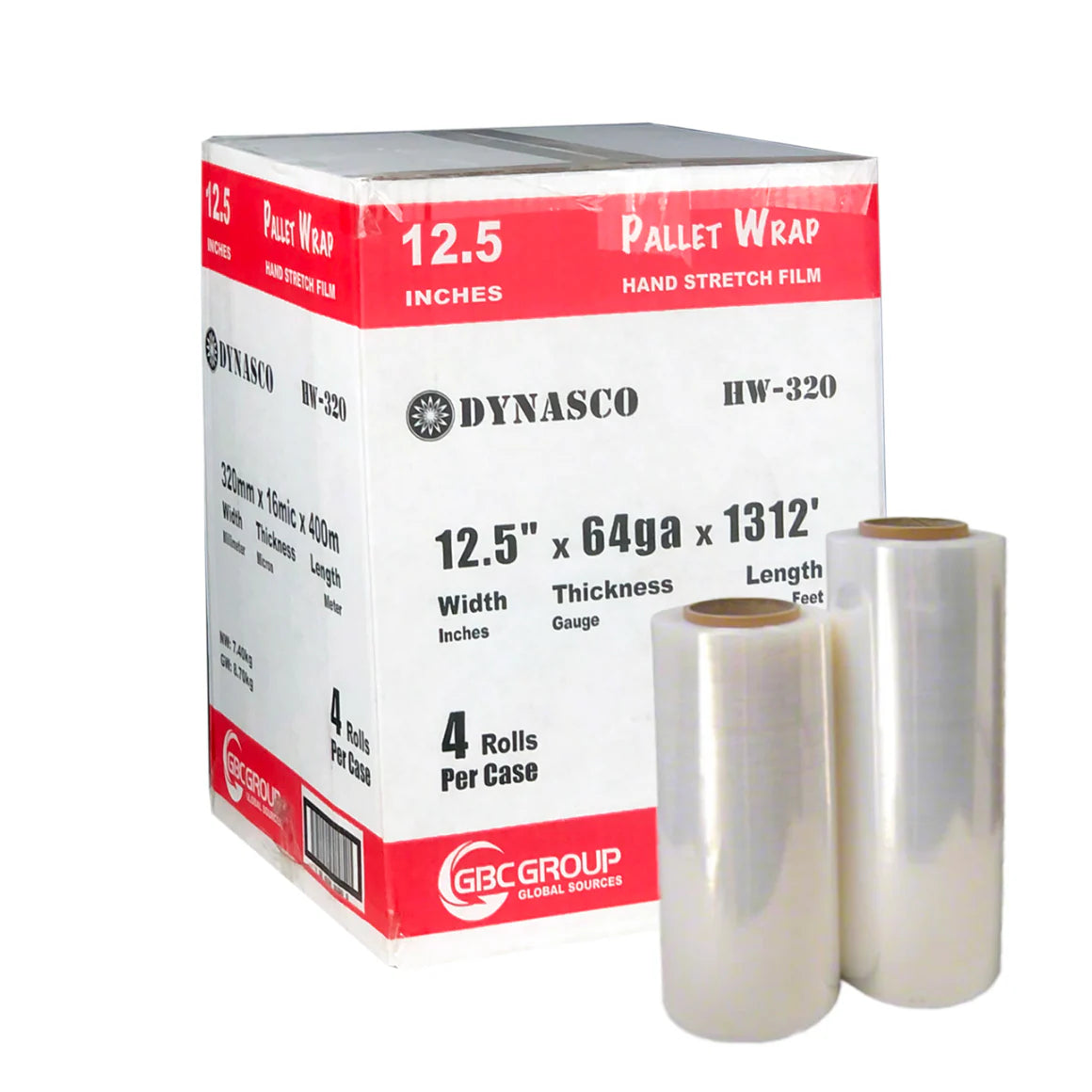 Hand Stretch Film (12.5" x 64ga x 1312ft), 4 Rolls