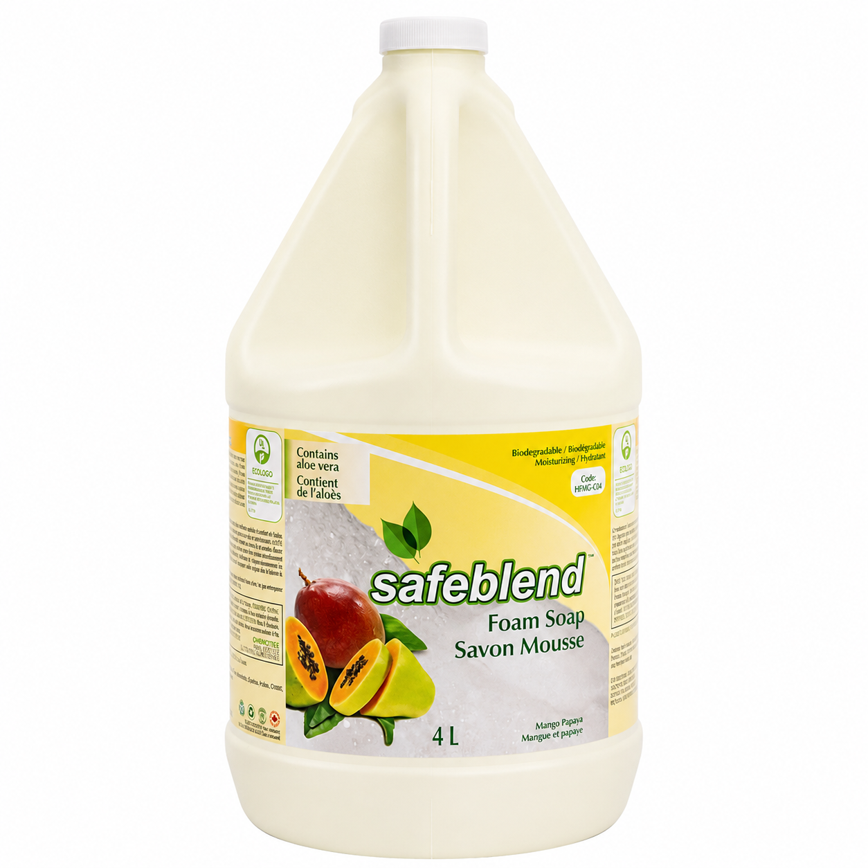 Safeblend Hand & Body Foam Soap (Mango Papaya Scent, with Aloe Vera), 4L