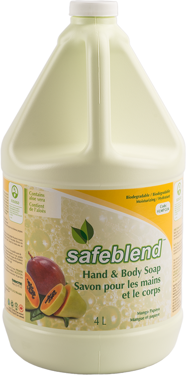 Safeblend Hand & Body Soap (Lotion, Mango Papaya Scent, with Aloe Vera) 4L