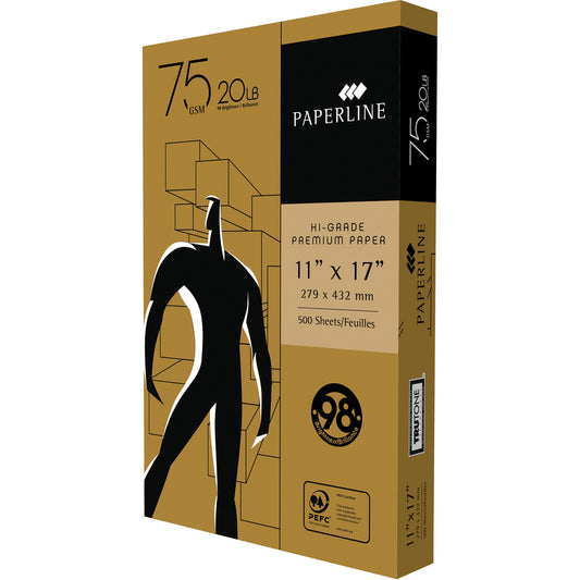 Paperline Hi-Grade Ledger Paper – Ledger (11" × 17") – 20lb – 98 Bright – 5 Reams (2,500 Sheets)