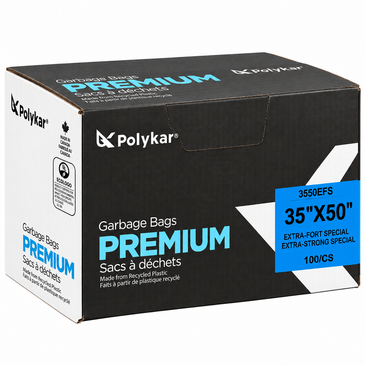 Garbage Bags, Black, Contractor/Industrial, 2mil, 35in x 50in, 100 Count