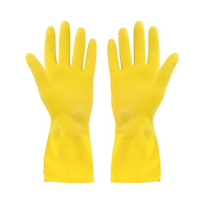 Flocklined Rubber Gloves (Medium, Yellow), Pair