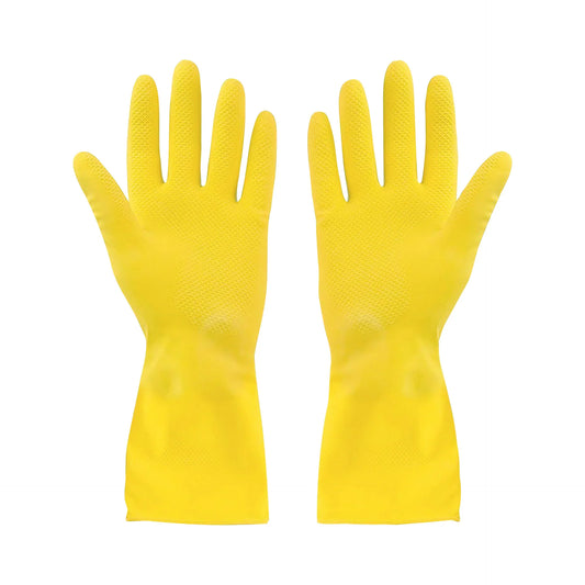 Flocklined Rubber Gloves (Medium, Yellow), Pair