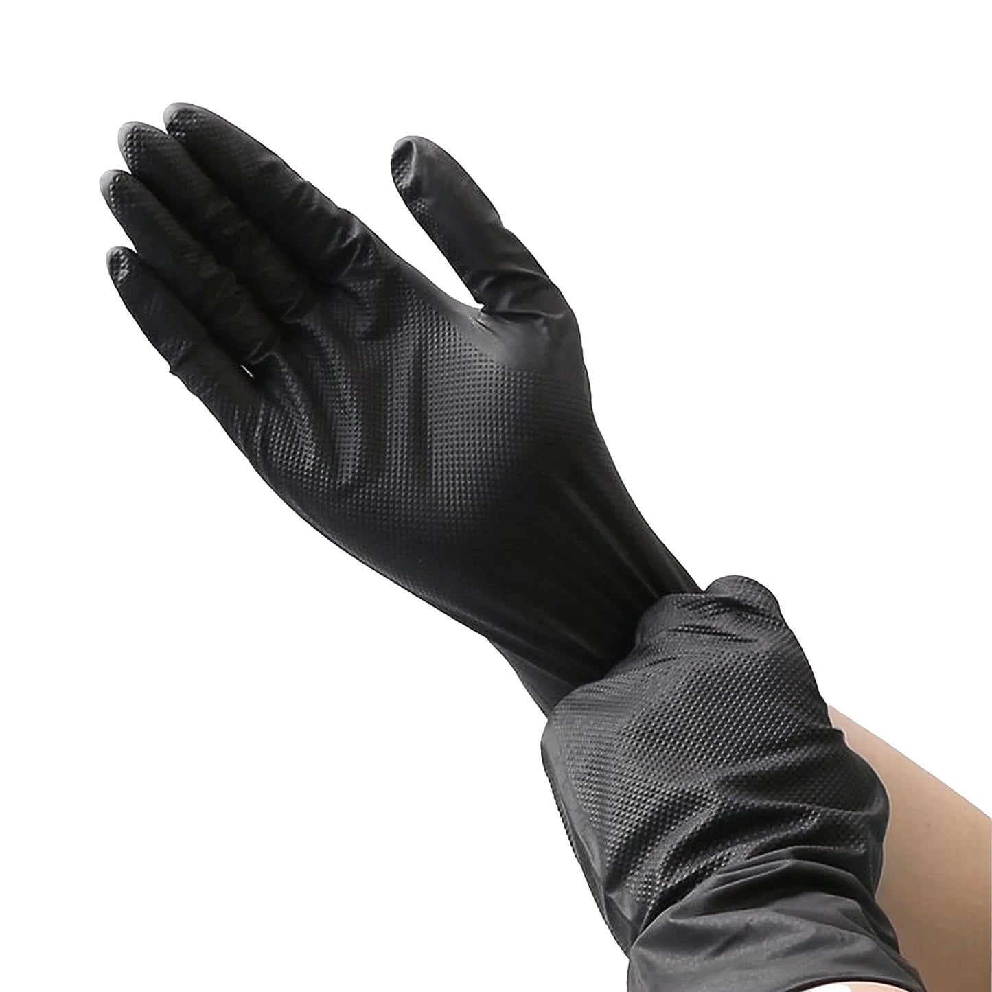 Industrial Nitrile Gloves (Black, 8mm, Powder-Free), 100 Count