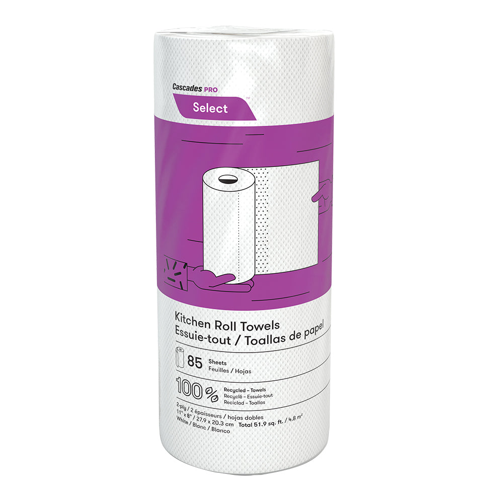 Cascades K085 Kitchen Roll Towel (2-Ply, 11in x 8in, 85 Sheets), 30 Rolls
