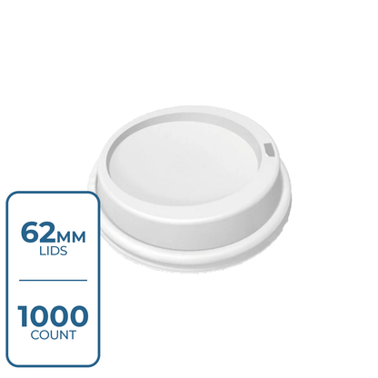 Lids - Paper Cup Dome Sip PP (62mm, 4oz, White), 1000 Count