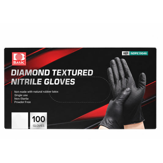 Industrial Nitrile Gloves (Black, 8mm, Powder-Free), 100 Count