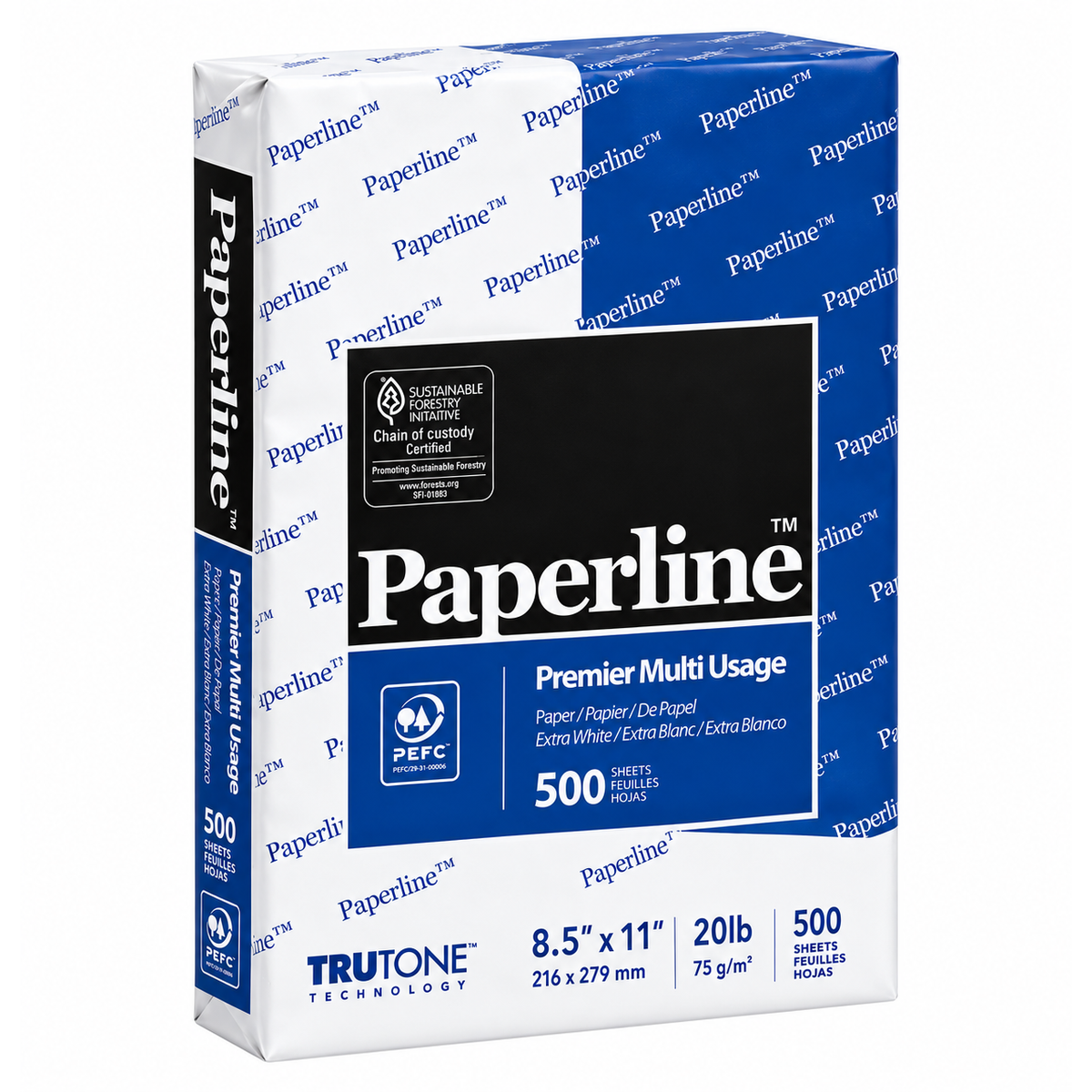 Paperline Multipurpose Paper – Letter (8.5" × 11") – 20lb – 92 Bright – 10 Reams (5,000 Sheets)