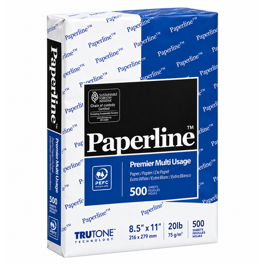 Paperline Multipurpose Paper – Letter (8.5" × 11") – 20lb – 92 Bright – 10 Reams (5,000 Sheets)